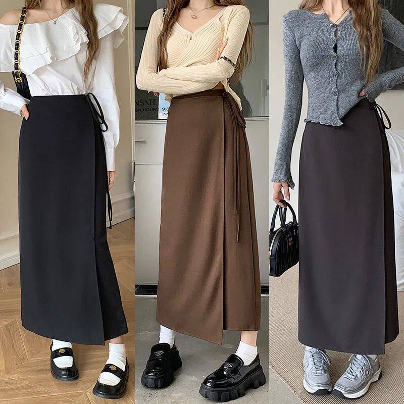 3Colors S-XL Irregular Long Skirt Women 2023 Summer Ankle Le