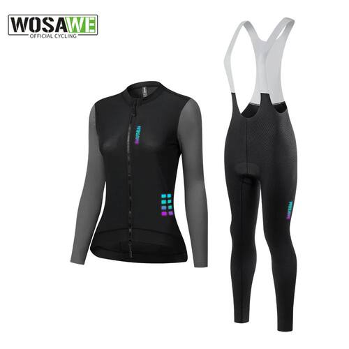 WOSAWE Women's Cycling Jersey Set Long Sleeve MTB Bike Cloth