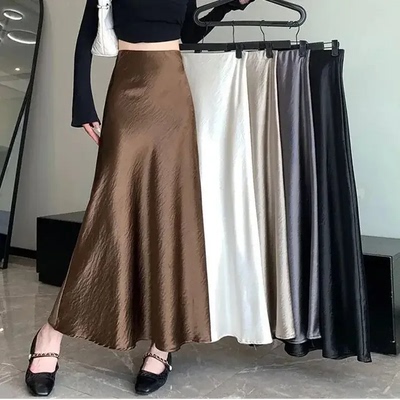 Acetate Satin A- Line Fish Tail Skirt Women's Commute Style