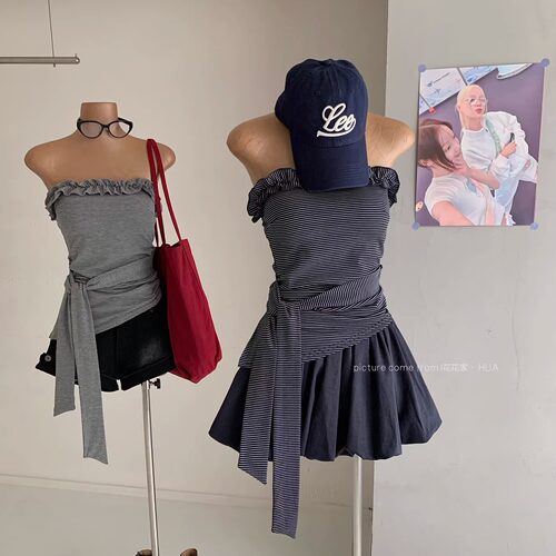 【原板1：1】条纹绑带设计感抹胸