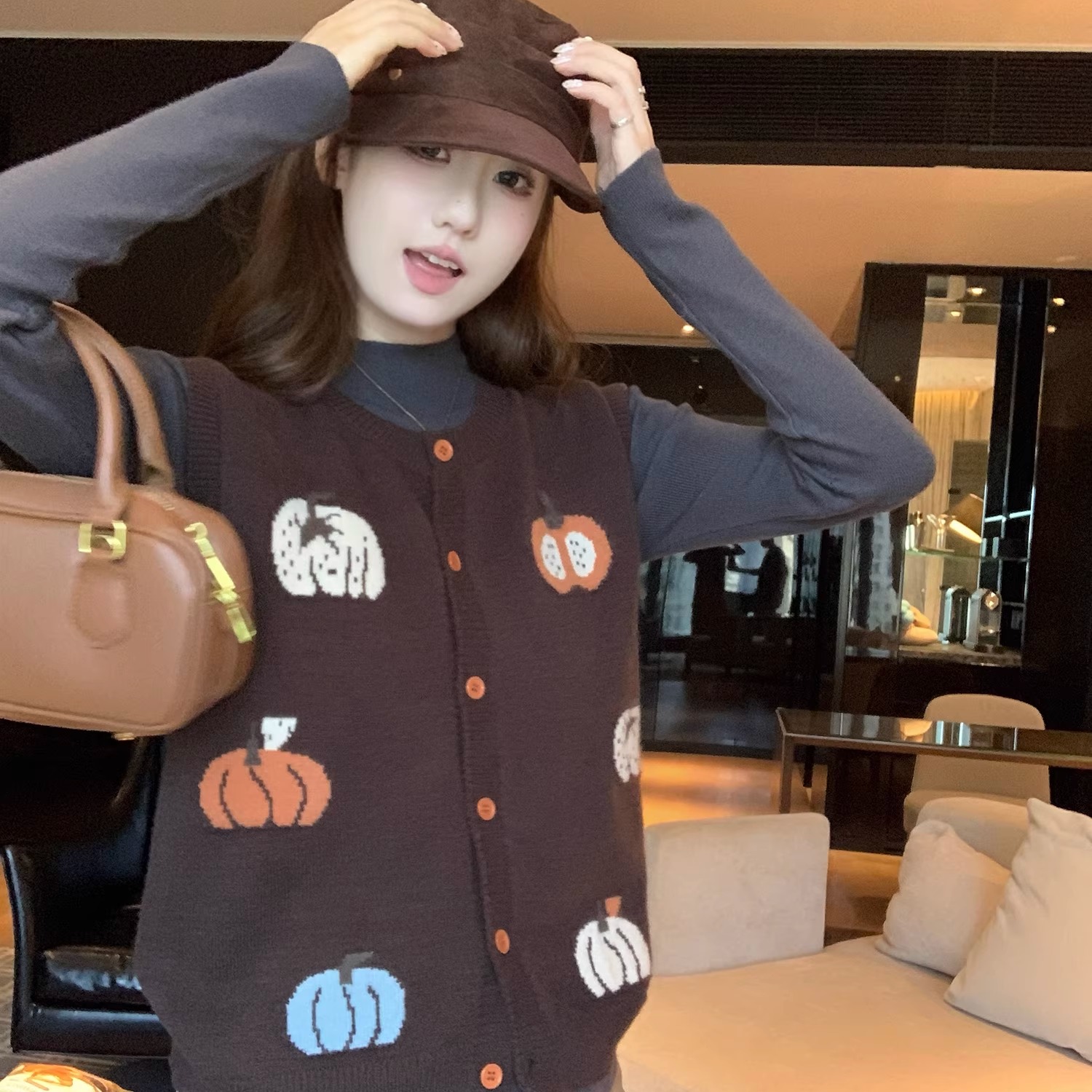 无袖叠穿针织马甲外穿秋冬毛衣