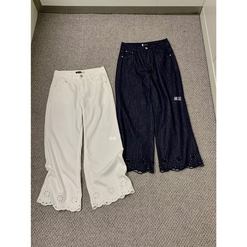 刺绣直筒牛仔裤女夏季薄款裤子
