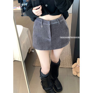 A字厚实斜纹毛呢料短裙裤女2026春夏季显瘦中高腰直筒休闲短裤子