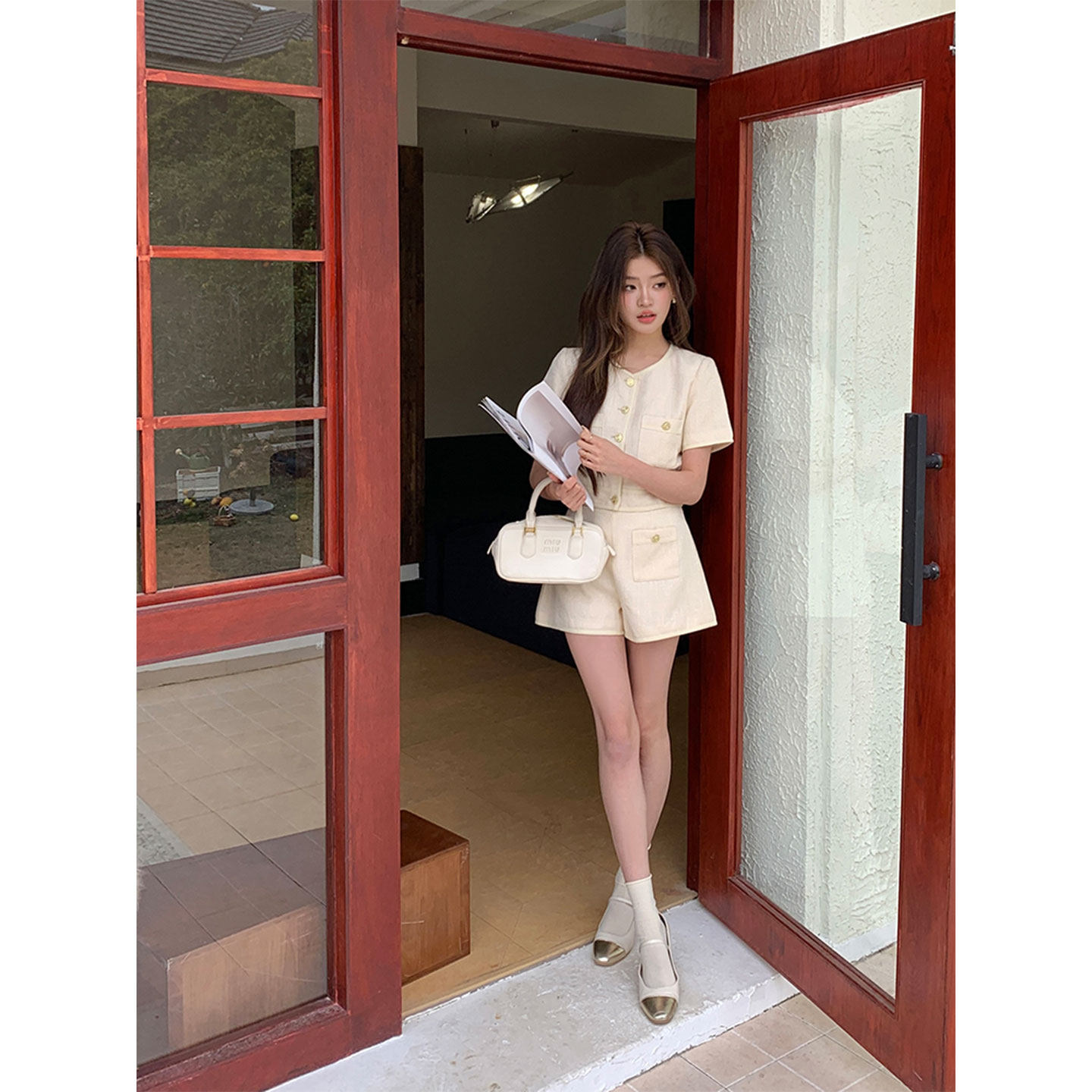 2026春超火穿搭一整套小香风短袖外套高腰短裤气质高级感两件套装,女装/女士精品,时尚套装,淘宝优惠券,粉丝福利购,淘宝优惠卷