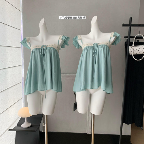 苎麻小飞袖上衣女夏季辣妹背心