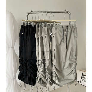 半身裙 长款 百搭美式 休闲运动bella风侧边抽绳工装