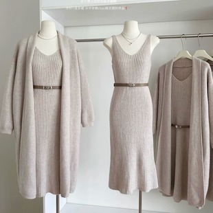打底针织连衣裙秋冬穿搭一整套装 外套 毛衣开衫 贵气高级时髦长袖