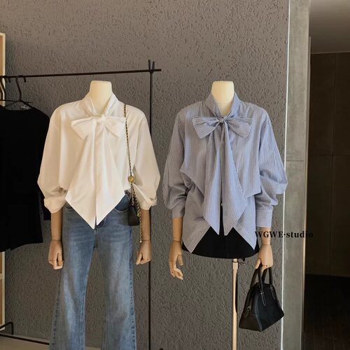 小众叠穿慵懒条纹长袖衬衣女独特