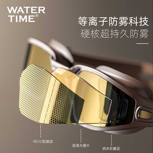 WaterTime泳镜高清防水防雾女镜帽套装备近视镀膜大框游泳眼镜男