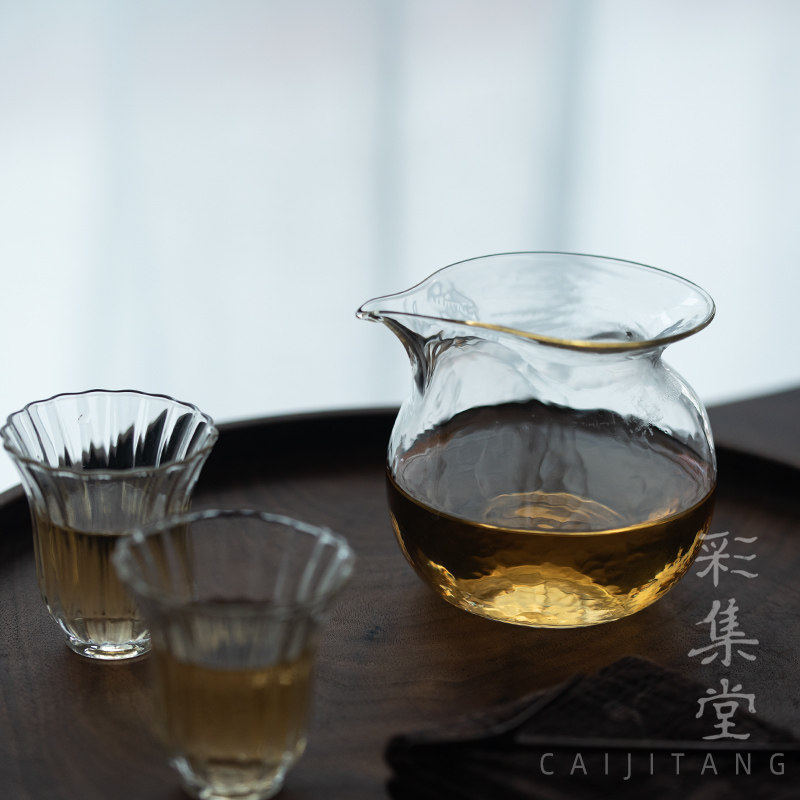 彩集棠 微缍纹玻璃公道杯 防烫手分茶器耐热茶海高档日式匀汤杯