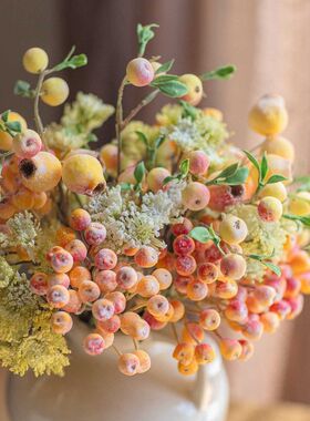高级仿生花蓝莓浆果假花仿真花客厅桌面摆设干花花束摆件插花花艺