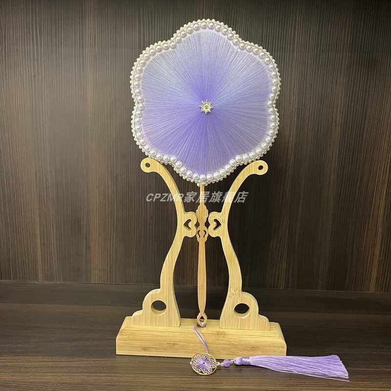 蚕丝扇子材料蚕丝扇骨架diy材料包蚕茧木扇团扇框骨手工制作自制图片