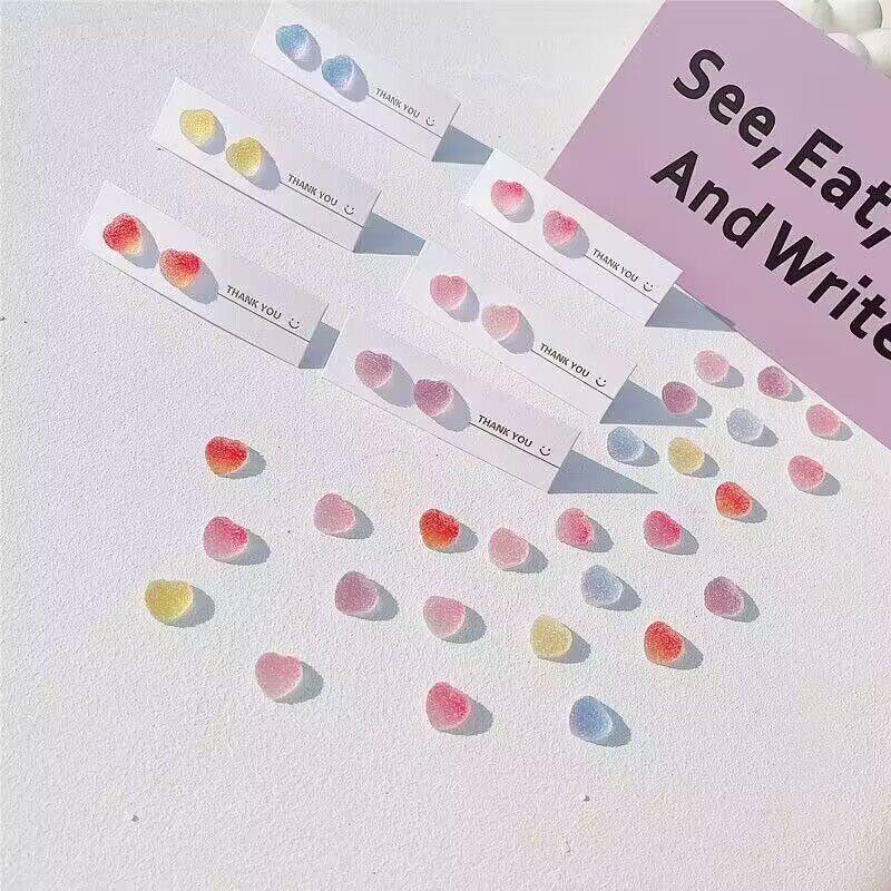 223年新款防过敏小清新糖果爱心耳钉女爆款塑料透明耳针小众耳钉