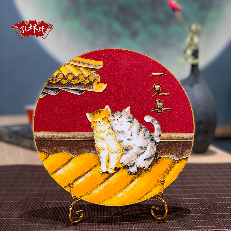 掐丝珐琅diy如意猫咪装饰画摆件