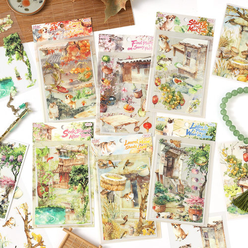 廿四芳序系列雾面PET防水造景贴纸 田园风微缩场景手帐装饰素材贴