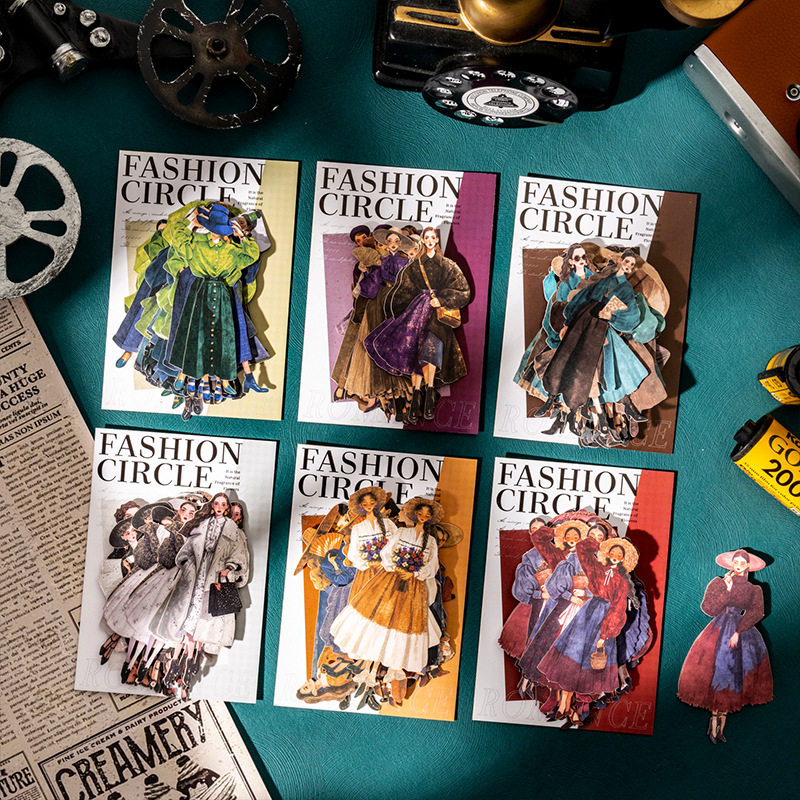 复古时尚圈系列贴纸包20张入 原创人物服饰穿搭手账装饰拼贴素材,文具电教/文化用品/商务用品,贴纸/立体贴纸,淘宝优惠券,粉丝福利购,淘宝优惠卷