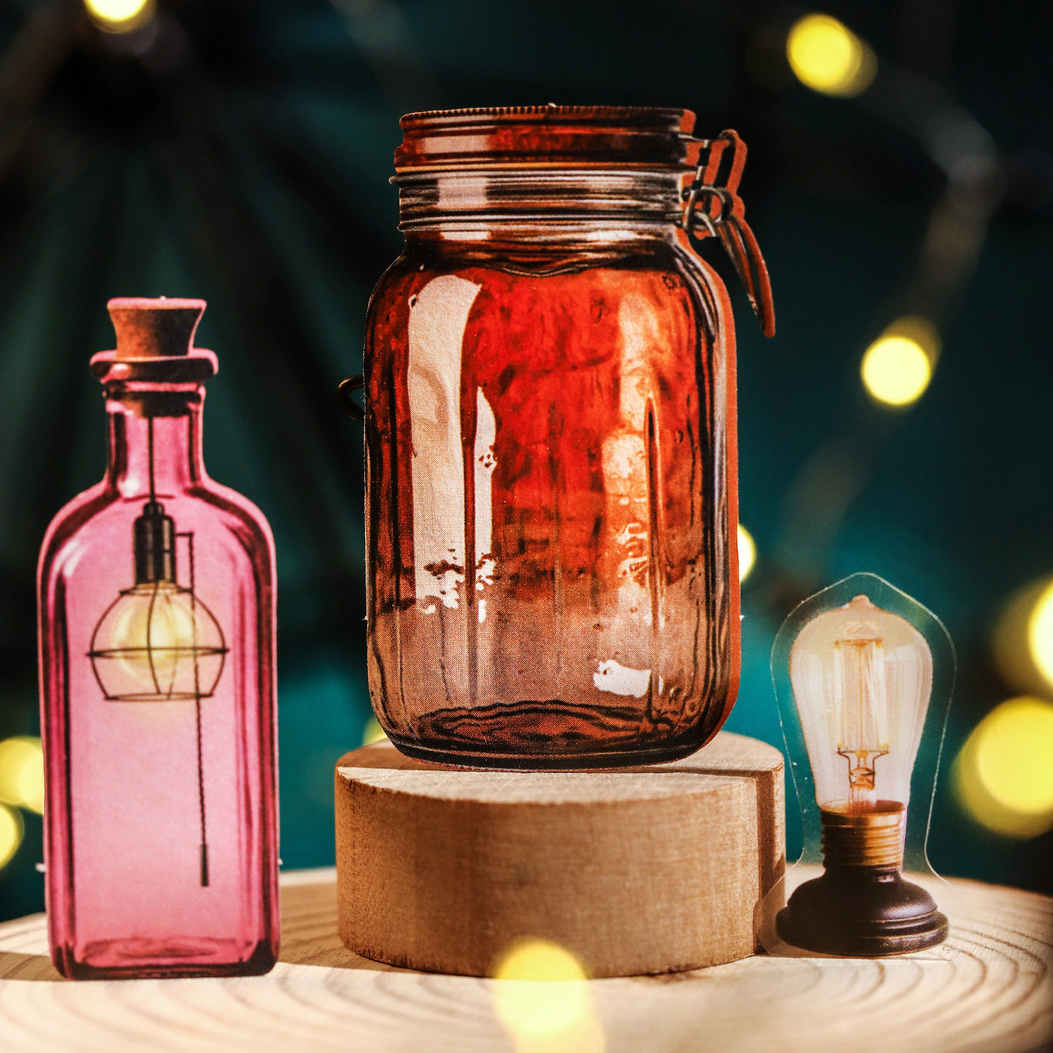 瓶中的星光系列贴纸包15张入 复古灯饰主题手帐DIY装饰素材贴画