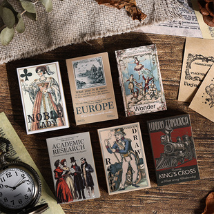 古韵欧风系列无粘性牛皮素材纸120张入复古浪漫风手帐装饰拼贴纸