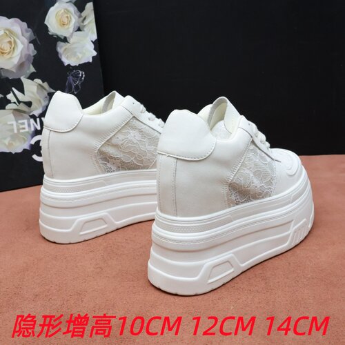 夏季蕾丝透气14cm内增高小白鞋