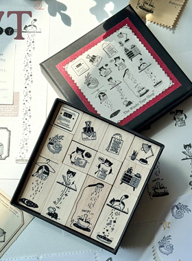 WT品牌原创 淘气猫 猫咪小猫木质印章可爱手帐印章装饰清新橡胶底