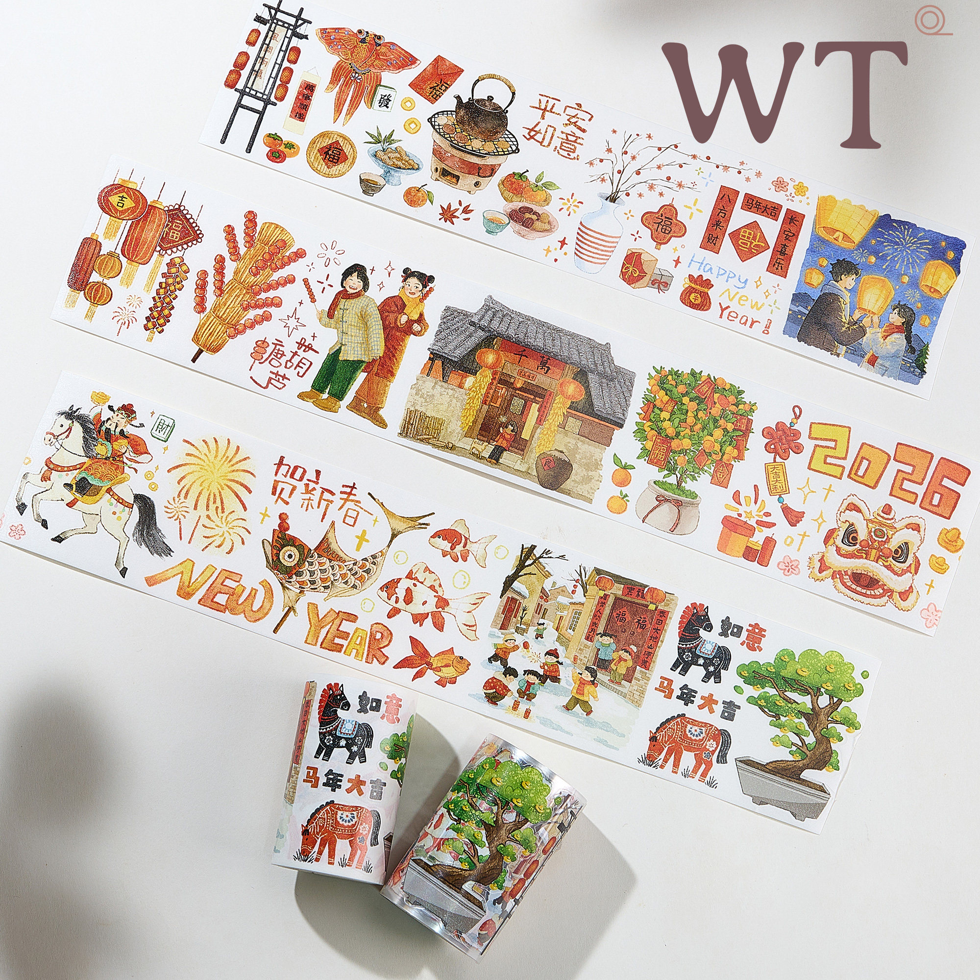 WT正品马年春节模切手帐胶带
