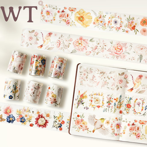 WT正品花朵手帐胶带模切可撕