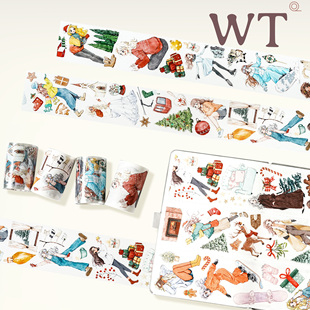 模切圣诞节冬天滑雪手帐胶带INS风 追光圣诞 WT原创胶带 暖冬圣诞