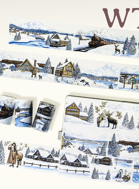 WT原创胶带 俄罗斯插画师设计 冰雪世界 冰雪乐园 模切冬季胶带