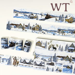模切冬季 WT原创胶带 冰雪乐园 冰雪世界 胶带 俄罗斯插画师设计