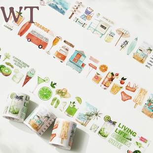 造景旅行海边 沙滩派对 和纸模切手帐胶带 夏日海滨 WT原创胶带