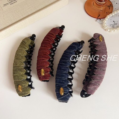 秋冬丝绒高颅顶香蕉夹高马尾不塌发夹女后脑勺2025新款发抓夹