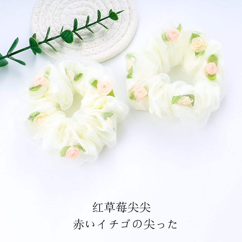 玫瑰花纱圈大肠发圈法式浪漫