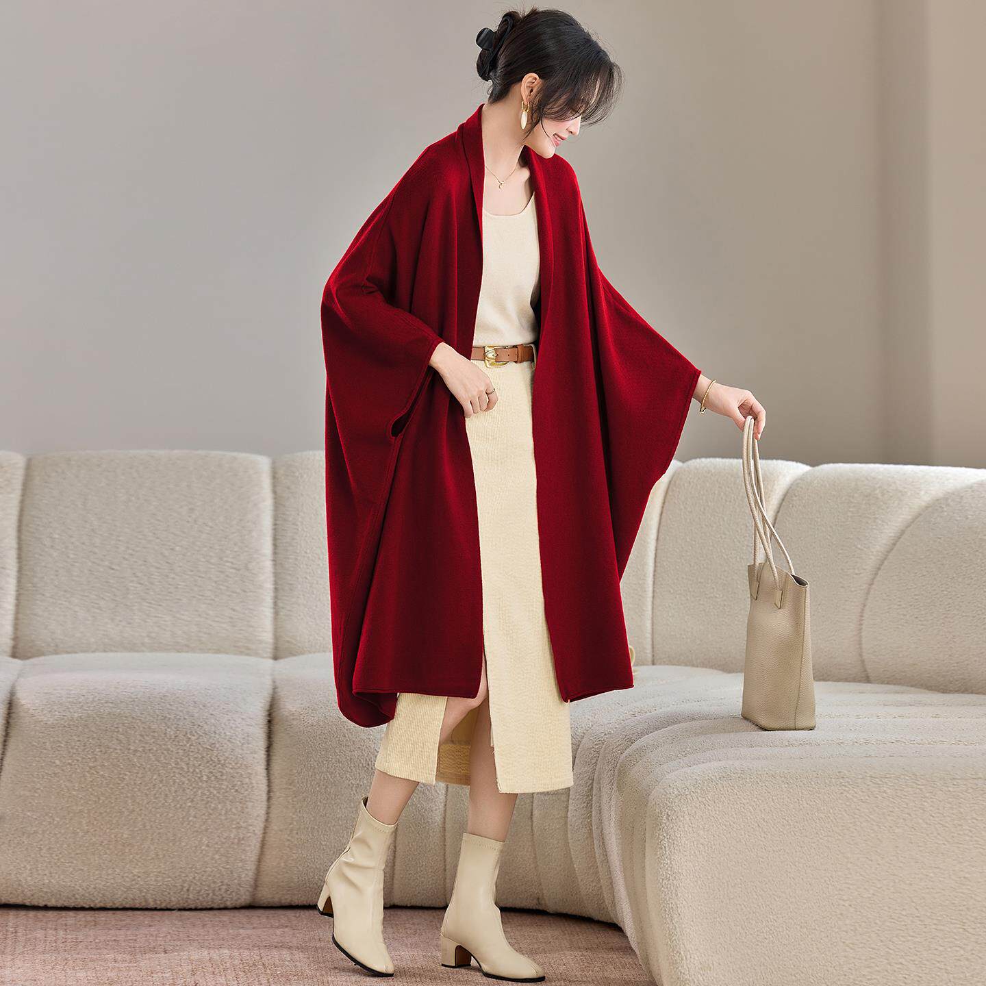 MONLOUVE披肩外套女春秋款2025新款高级感爆款慵懒风斗篷外搭时尚