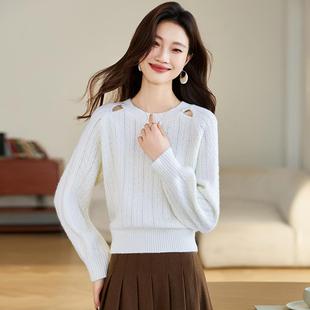 MONLOUVE圆领毛衣女款秋冬季2025新款高级感爆款毛线衣时尚百搭针
