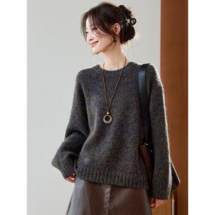 MONLOUVE慵懒风毛衣女款秋冬季2025新款韩系毛线衣宽松百搭花线针