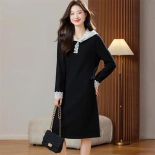 MONLOUVE秋冬连衣裙女新款轻奢高级感毛衣裙2025年中长款洋气打底