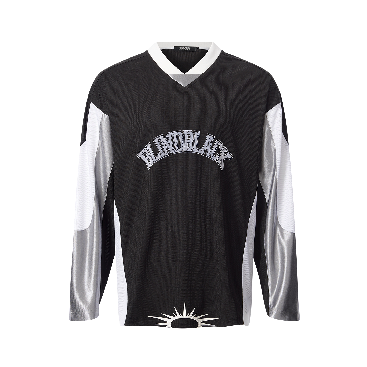 【BLACK8MOBxBLINDNOPLAN】25AW肌理运动拼色网眼印花球服长袖T恤