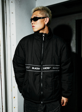 【BLACK8MOB】2023FW美式复古3M反光LOGO立领棉服冬季外套男女潮