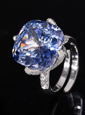 2024新款珠宝S925银镀18K金鸟巢切工时尚戒指女16*16指环戒圈饰品