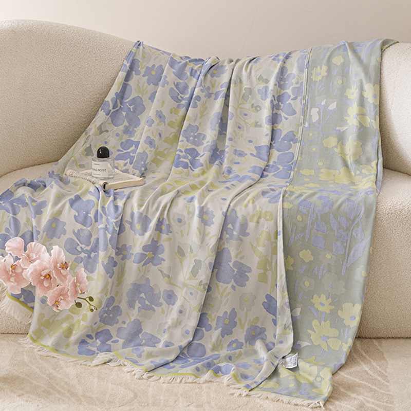 夏季双层纱布天丝竹纤维盖毯冷感毯薄款毛巾被午睡毯沙发空调毯子