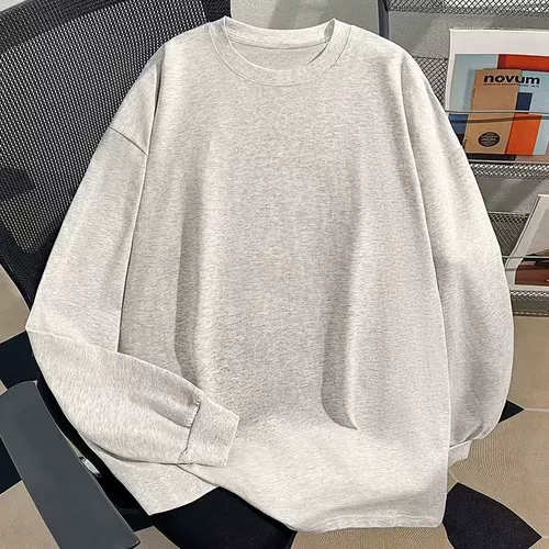 Высококачественный хлопковый приятный телу лонгслив для отдыха, оверсайз