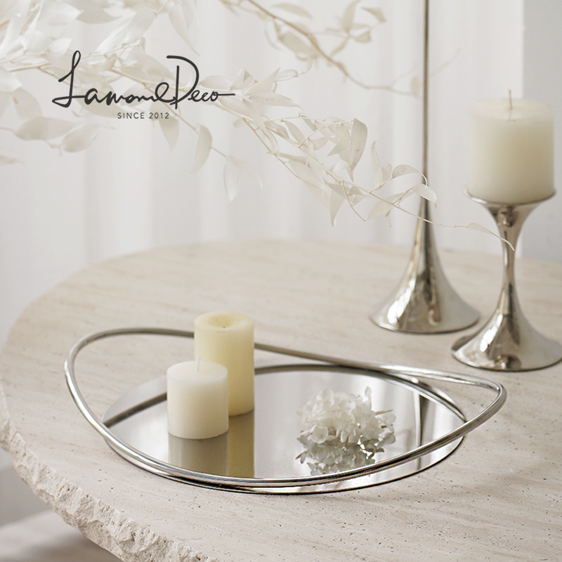 北欧镜面不锈钢托盘高级感