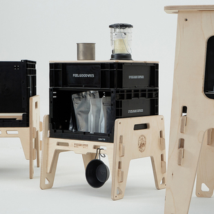 工业风收纳箱露营户外支架置物架塑料车载野营折叠储物箱盒侧开