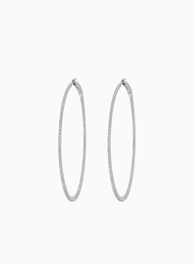 【明星同款】DJULA茱蕊 几何系列18K玫瑰金钻石气质耳环6cm耳圈