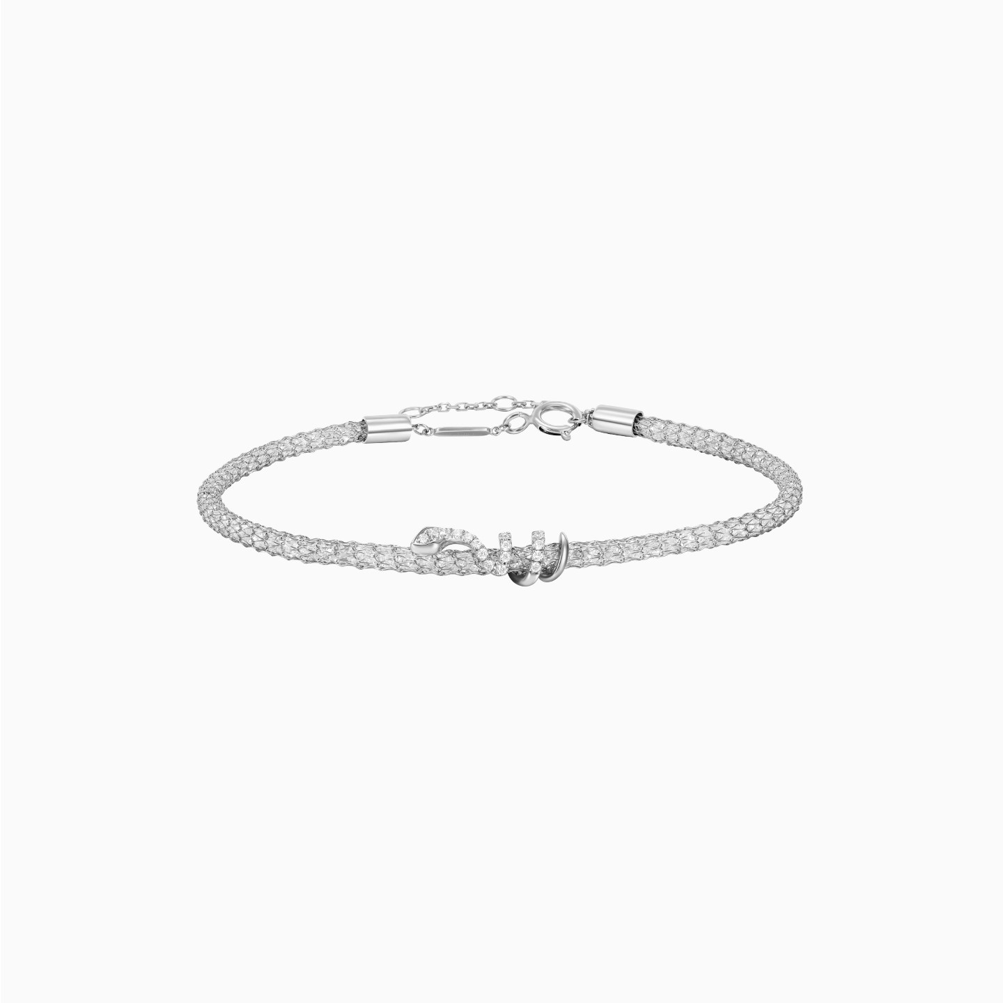 【明星同款】DJULA茱蕊 星耀系列18K金镶钻蛇形吊坠玫瑰白金手链