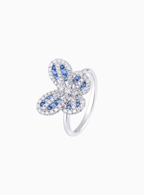 【24期免息】DJULA茱蕊 蝴蝶系列18K金钻石白金戒指奢华气质珠宝