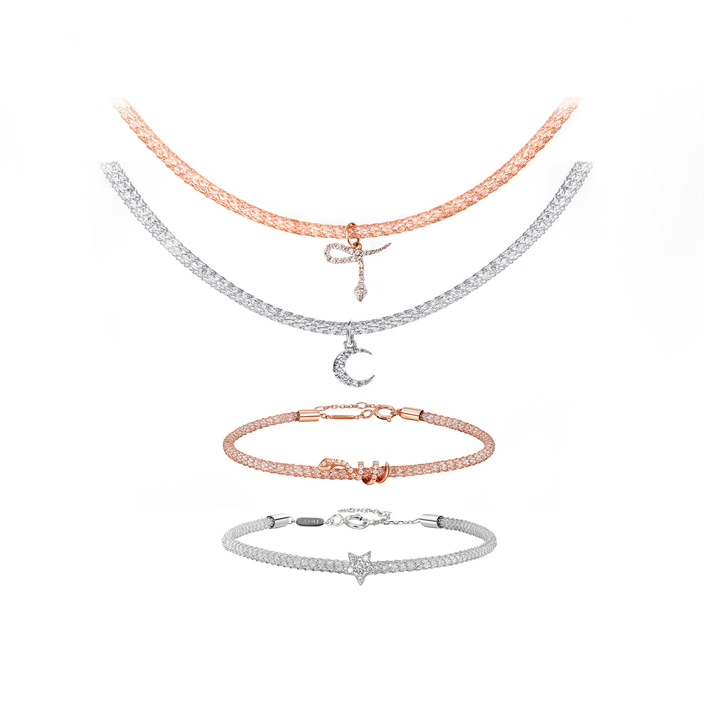 【k姐推荐】DJULA茱蕊星耀18K金镶钻小蛇吊坠玫瑰金白金项链手链