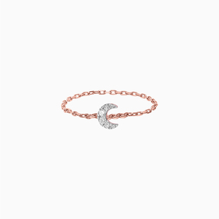 DJULA茱蕊魔法系列18K金月亮十字戒指镶钻玫瑰白金 新年礼物