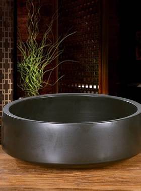 水族金鱼缸观背青生态乌龟缸客厅小型微造景观古法养鱼盆景黑色