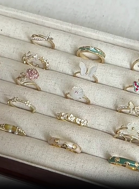 戒指女学生党彩色珐琅蝴蝶开口可调节小众设计高级感独特指环手饰